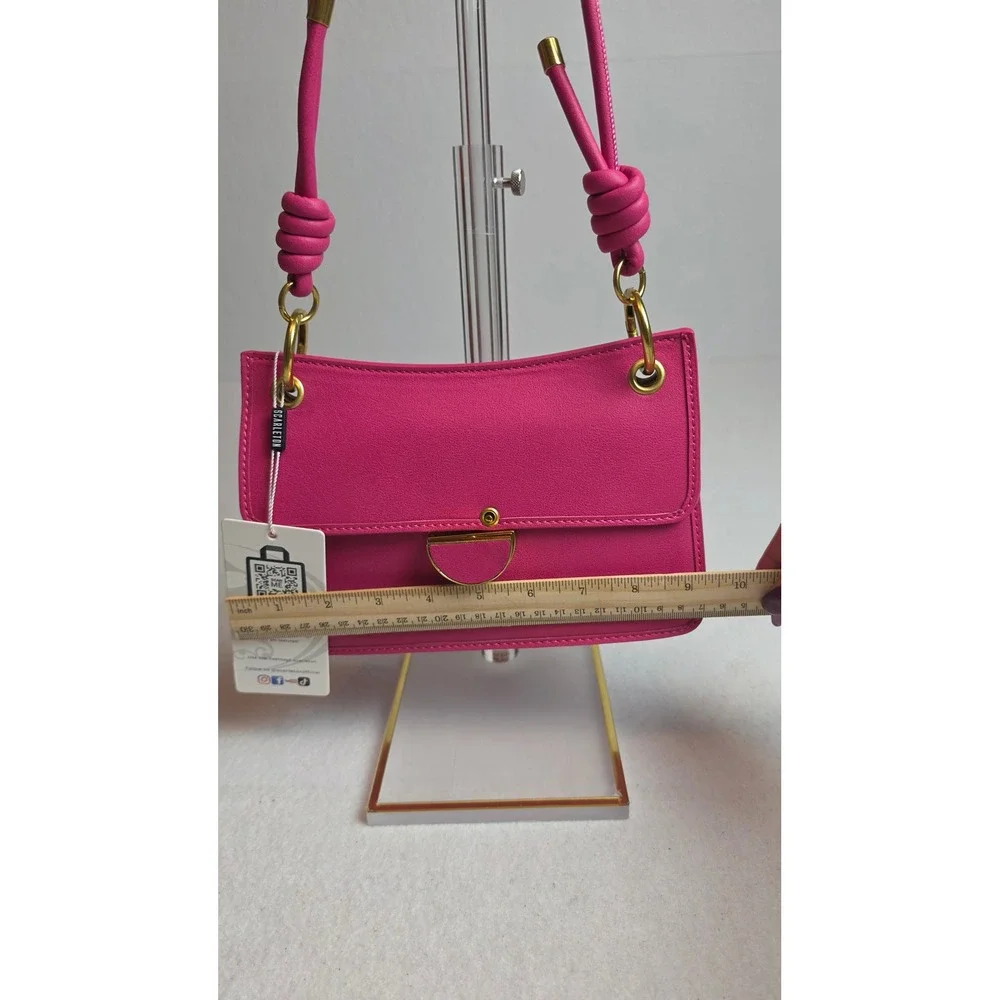 Scarleton Hot Pink Shoulder Bag Gold Hardware Knot Strap NWT